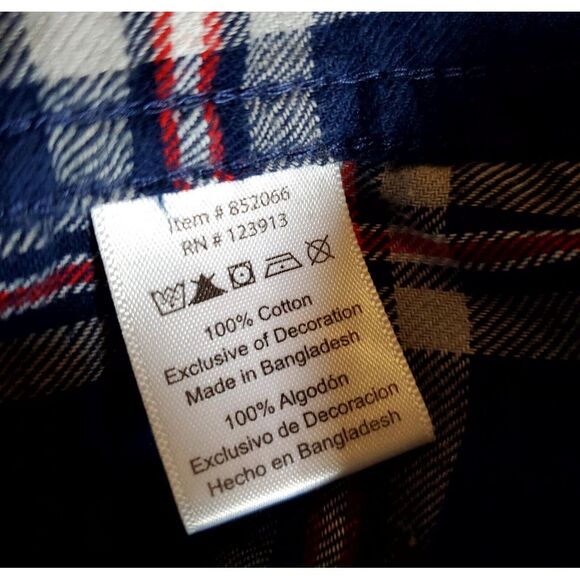 Jachs Girlfriend Shirt Plaid Flannel Navy/Red/White Pearl Snaps Chest Pockets - Picture 10 of 10